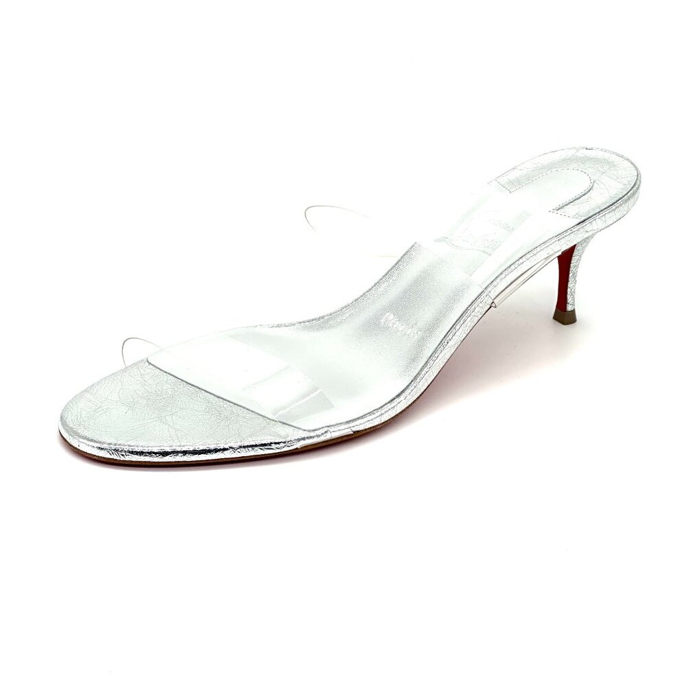 Christian Louboutin JUST NOTHING 55 Leather Mule Sandal Heels Slides Shoes - Picture 8 of 16